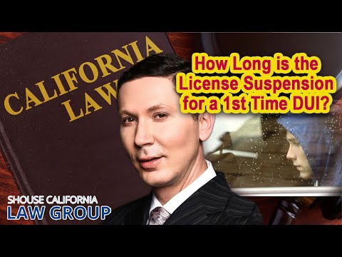 How long is the license suspension for a 1st time DUI?