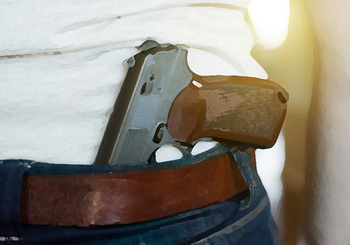 pistola en la cintura de un hombre como ejemplo de porte abierto en Nevada