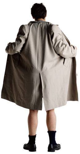 Man flashing in trench coat