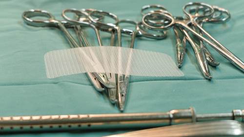 surgical scissors on operating table