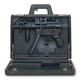 A camouflaging firearm container, which is illegal in California under Penal Code 24310 PC.