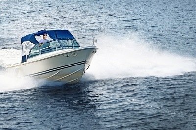 Motorboat on open water