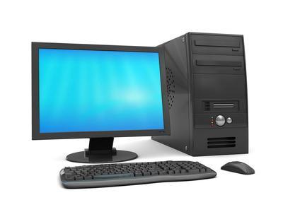 A modern desktop tower PC and flat panel monitor
