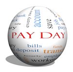 sphere that says "pay day"