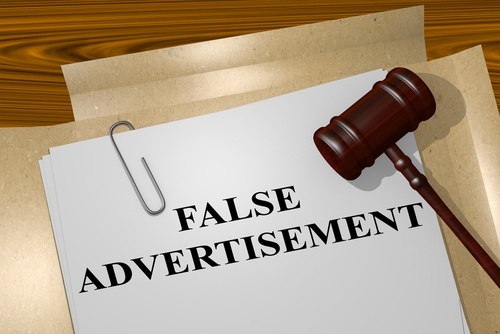 File folder marked "False Advertising" 