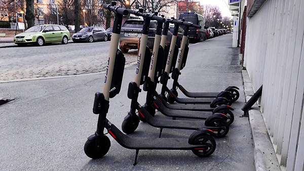 Row of e-scooters