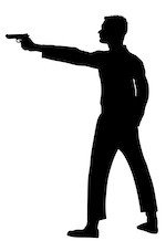 silhouette of man with gun