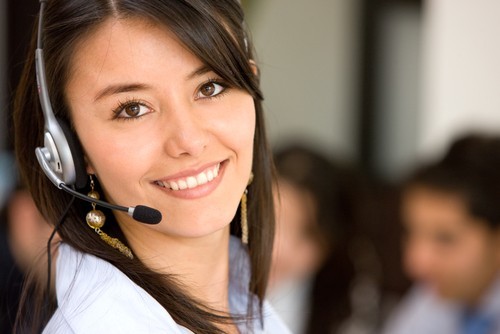 receptionist with headset on