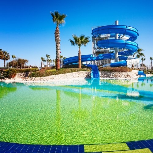 the curving tubes of a water slide