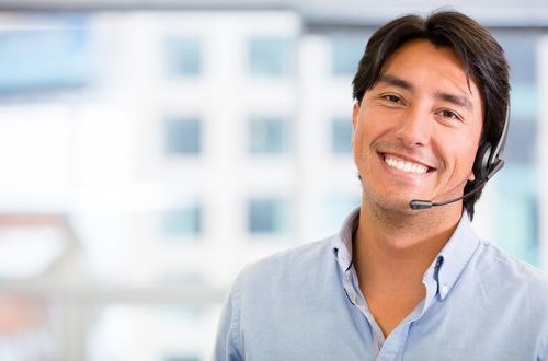 receptionist with headset on