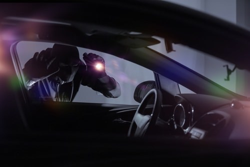 Burglar looking into car