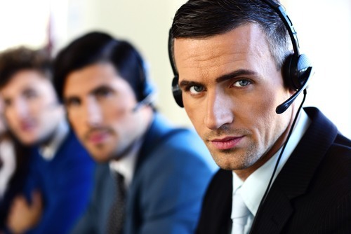 receptionist with headset on