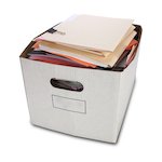 box with pile of file folders