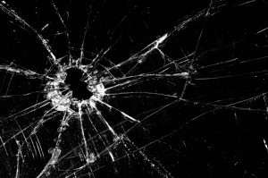 gunshot hole in glass