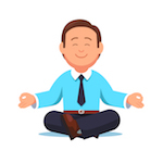 dibujo de un hombre en traje de negocios meditando
