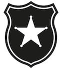 black badge with white star