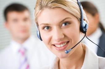 receptionist with headset on