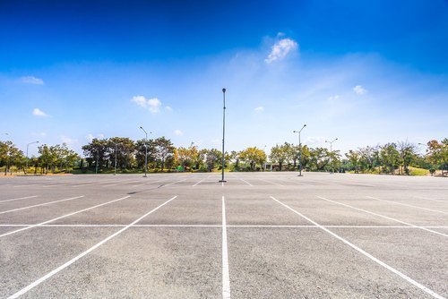 an empty parking garage on a nice weather day