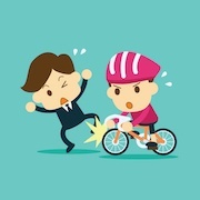 dibujo animado de accidente de bicicleta (presentación de una demanda por accidente peatonal)