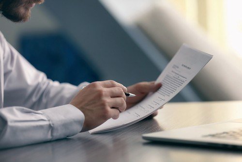 Attorney reviewing a document