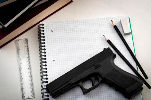 notebook and gun