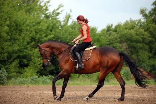 Mujer montando a caballo. 