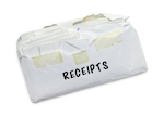 envelope that says "receipts"