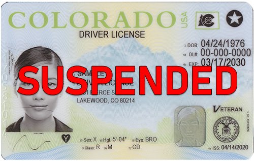 licencia de conducir suspendida de Colorado