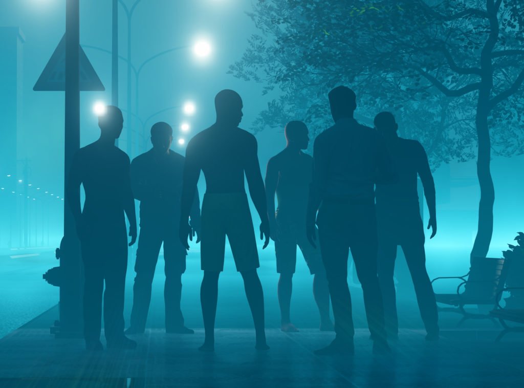 Gang members on dimly lit street corner planning to commit a crime in violation of PC 186.22