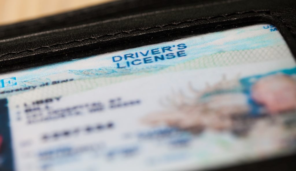 Closeup of driver's license in wallet