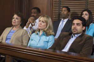 A jury watching a trial for a category B felony in Nevada. 