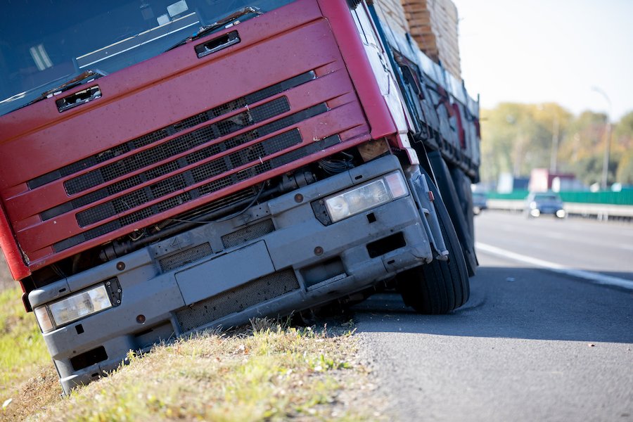 Truck in ditch following a NRS 484C.120 violation.