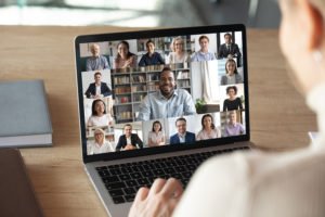 Zoom meeting on laptop screen