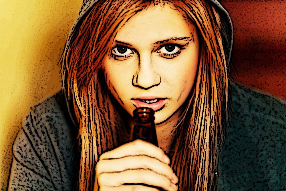 adolescente bebiendo cerveza