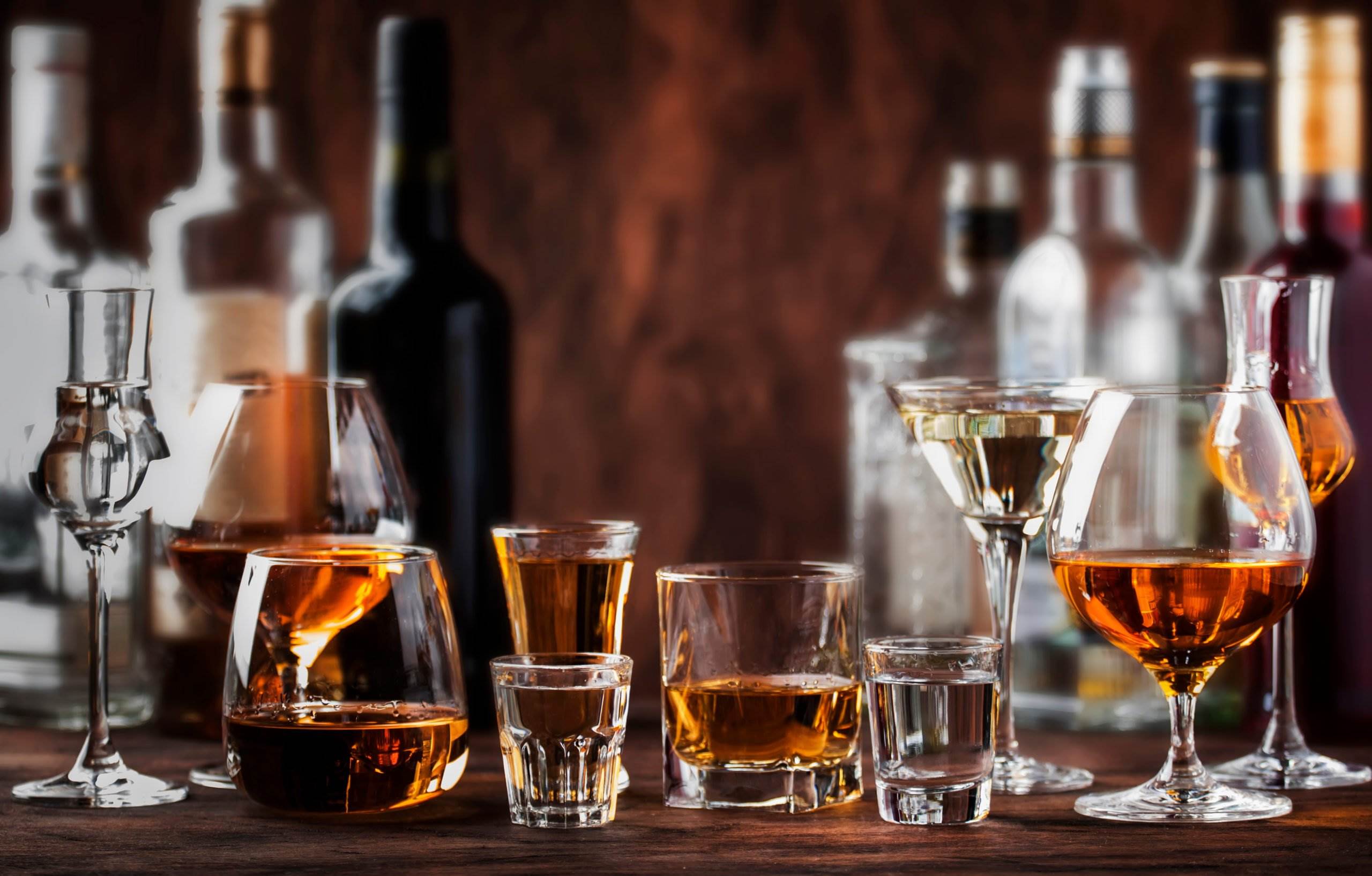 Array of liquor on bar