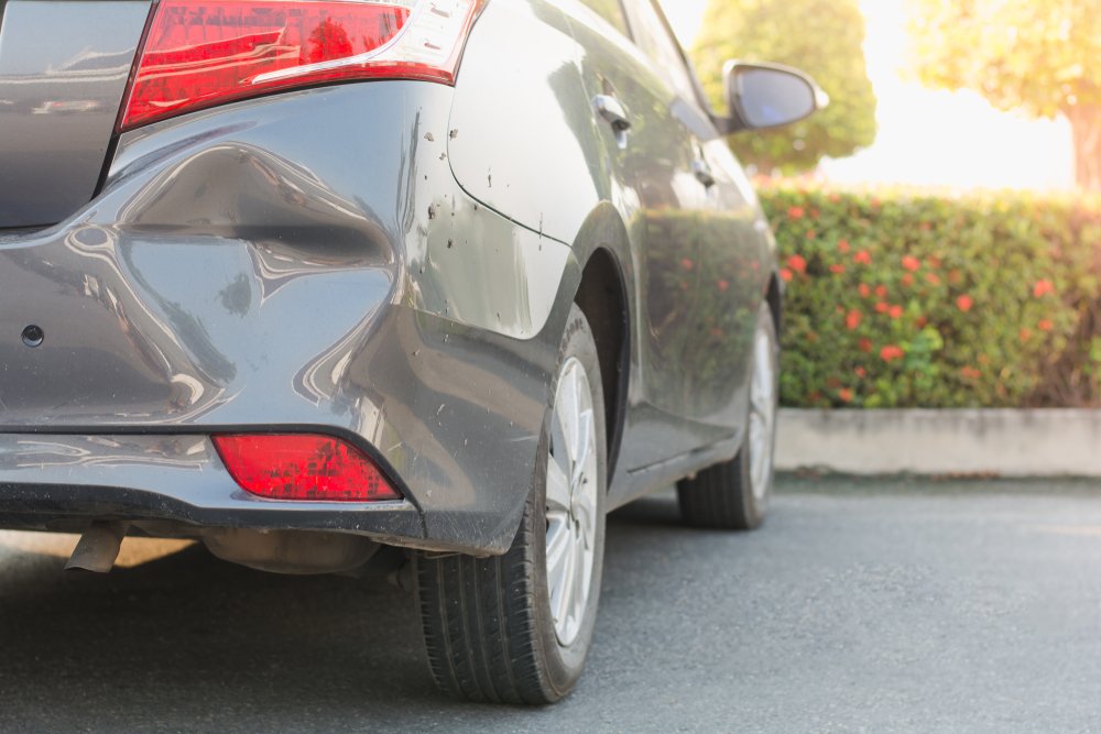 A damaged bumper - hit and run is generally treated as a felony only if a person is injured in the accident
