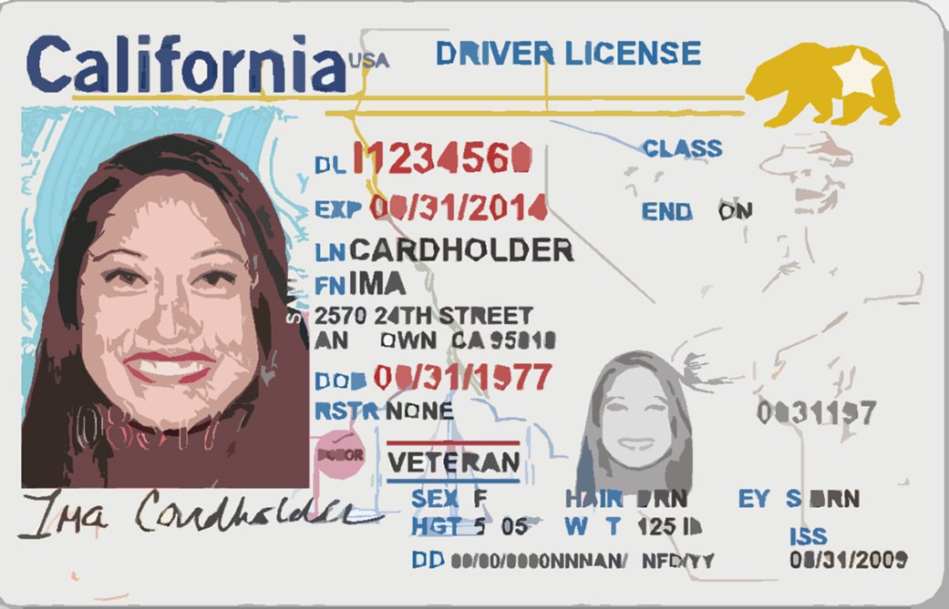 Rendition of a California Driver's License - forging or counterfeiting one is a violation of Penal Code 470a PC