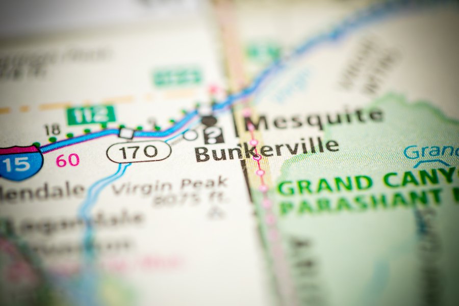 Map of Bunkerville and Mesquite