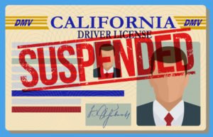 Graphic of a suspended California driver's license.
