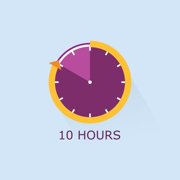 A clock showing 10 hours.