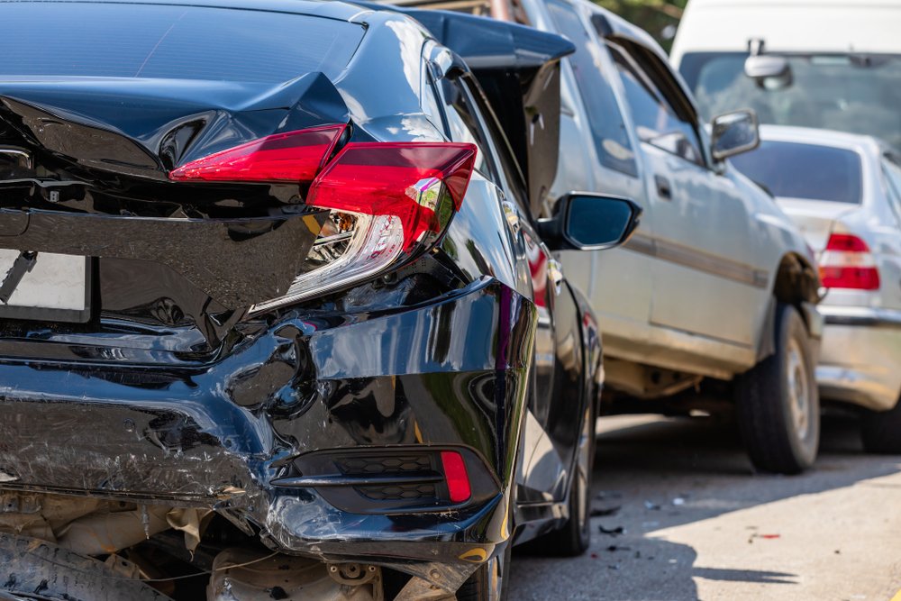 Cars piled up in a major accident - our Los Angeles rear-end collision attorney help victims to bring lawsuits for compensation