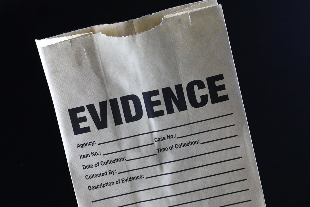 An empty evidence bag.