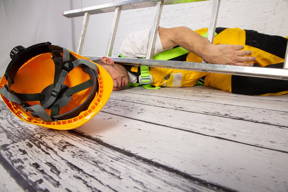 A construction worker seriously injured after a ladder accident.