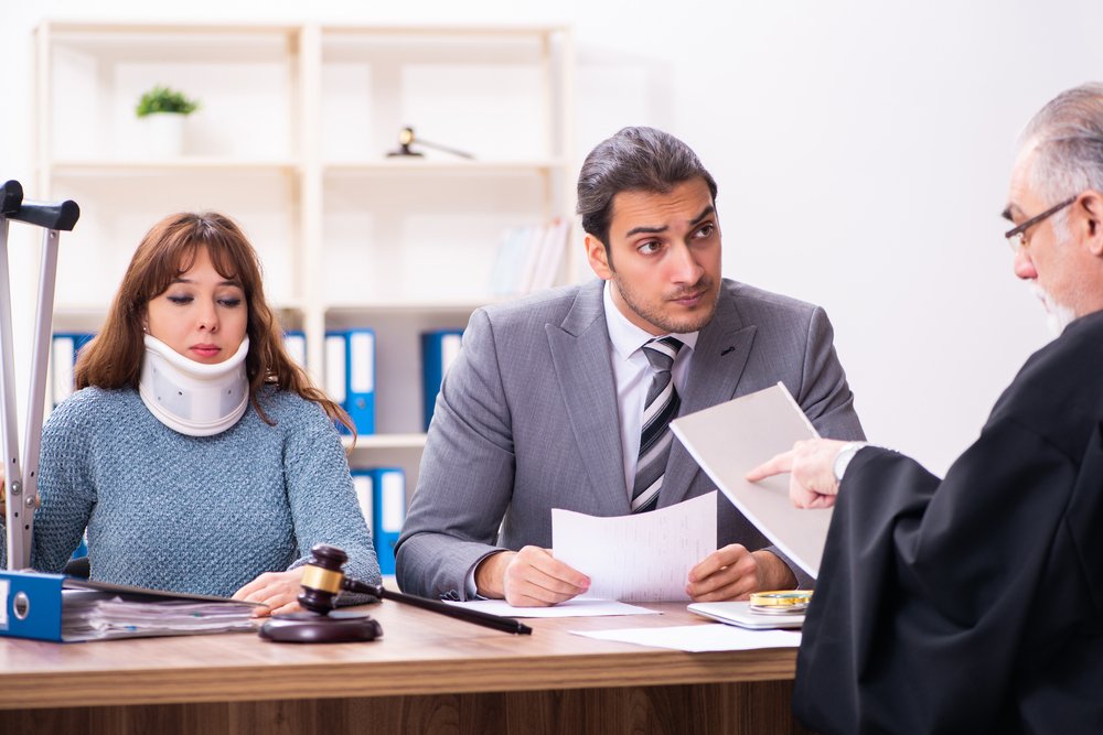 An accident attorney arguing for the largest settlement.