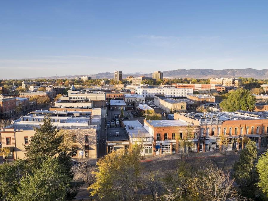 Vista aérea de Fort Collins, CO