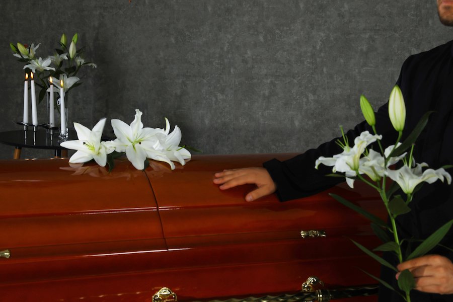 closeup of casket
