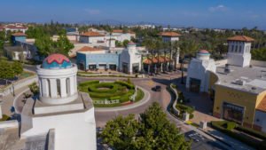 Aerial view of the downtown area of Ranacho Cucamonga, California