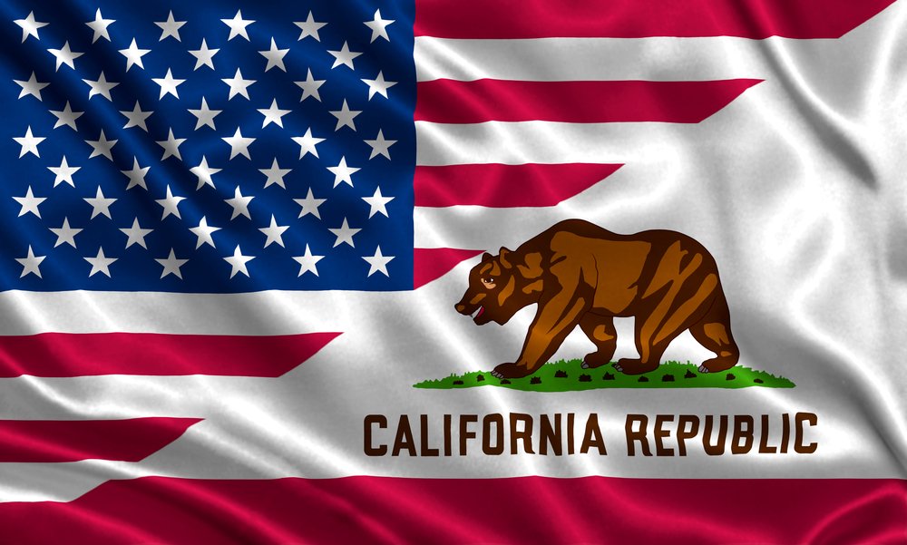 The flags of California and USA.