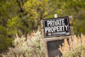A private property no trespassing sign.