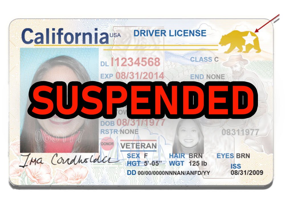 A suspended California driver's license.